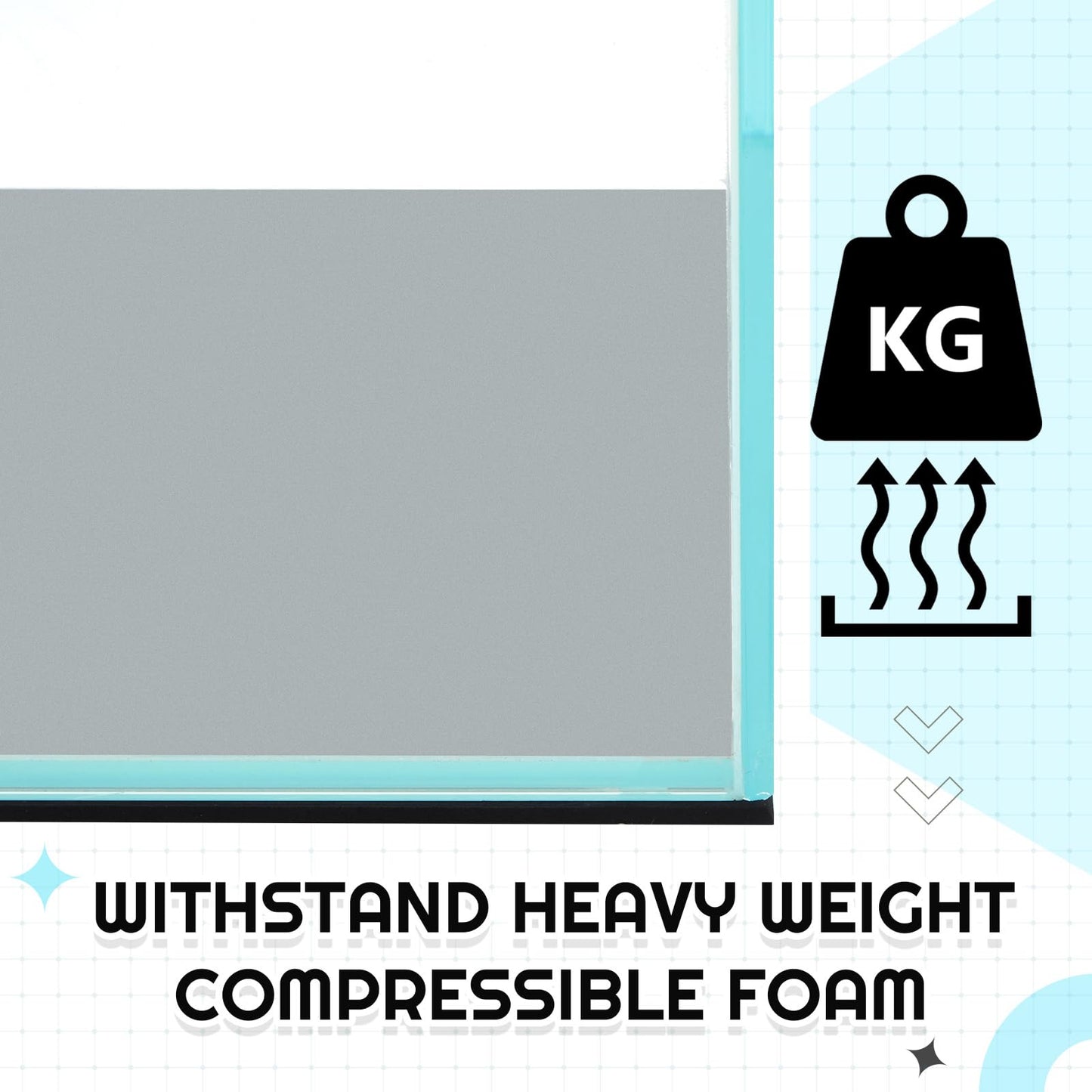 Aquarium Leveling Mat, 10 Gallon Fish Tank Mat for Shock Absorbing, 19.68 X11.81 Inches Compressible Neoprene Mat, Heavy Weight Support Fish Tank Cushions Nonslip Aquarium Bottom Pad, Black Foam Leveling Mat