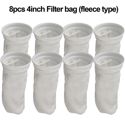 4/8 PCS 4 Inch Ring Filter Sock, Filter Sock Mesh Bag for Extra Fine Aquarium Filter Bag
