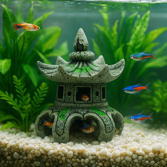 Simulation of Green Lighthouse Ornaments for Fish Tank, Aquarium Decoration, Home Decoration, Artificial Resin Ornaments Aquarium Landscaping, Aquarium Hideaway Betta Guppy and Small Fish Ornaments