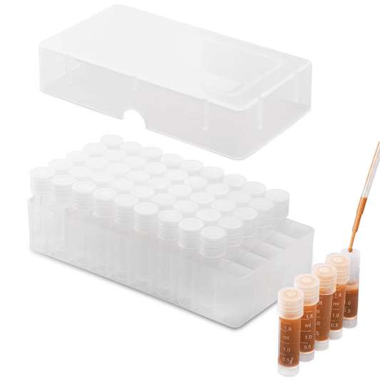 50pcs 1.8ml Brine Shrimp Collection Tubes with Clear Storage Box – For Brine Shrimp Hatchery, Freezing & Storing Baby Brine Shrimp