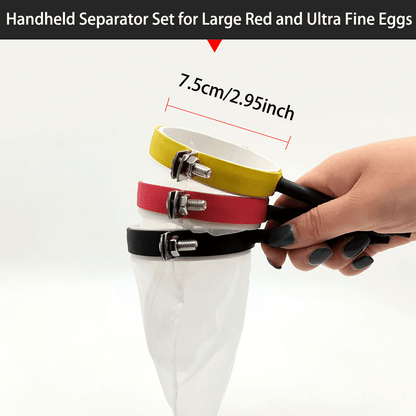 Stainless Steel Handheld Brine Shrimp Separator with Silicone Grip – Large Red Egg, Ultra-Fine Egg, or Combo Set for Brine Shrimp Hatchery