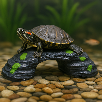 Realistic Resin Turtle Circular Basking Platform, Aquarium Landscape Decoration, Fits Various Turtle Tanks