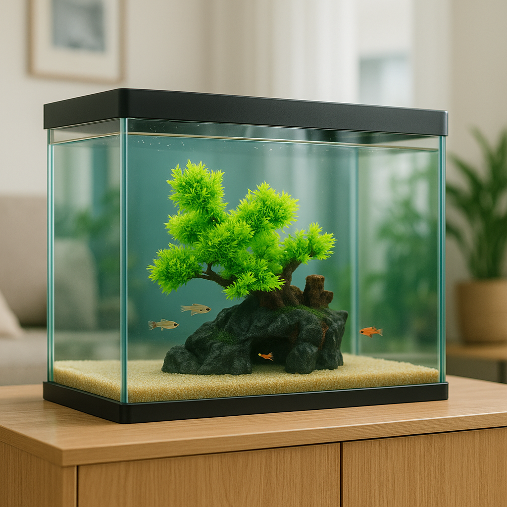 Aquarium Tree Mountain Ornament, Artificial Mountain Ornament, Resin Rockery Rock Cave with Small Plant Tree, Fish Tank Landscaping Tree Ornaments for Aquascape