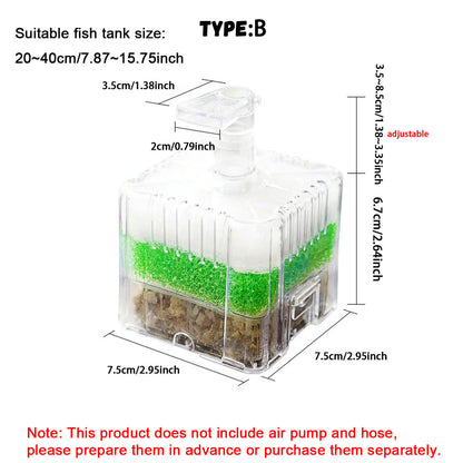 Aquarium Corner Sponge Filter,Bio Foam Filter with Natural Stone Gravels and Ceramic Rings for Fish Tank (Air Pump Not Included)