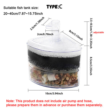 Aquarium Corner Sponge Filter,Bio Foam Filter with Natural Stone Gravels and Ceramic Rings for Fish Tank (Air Pump Not Included)