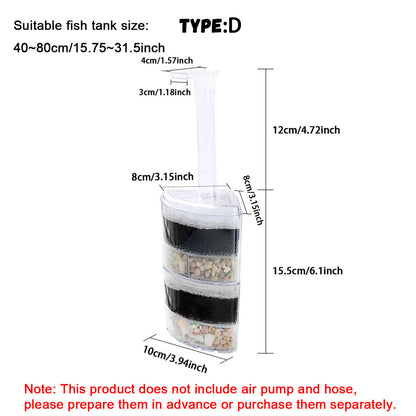 Aquarium Corner Sponge Filter,Bio Foam Filter with Natural Stone Gravels and Ceramic Rings for Fish Tank (Air Pump Not Included)