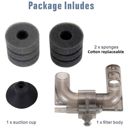 Fish Tank Mini Filter Suitable for 1-5 Gallons, Aquarium Filter with Absorption Cultivation(Air Pump Not Included)