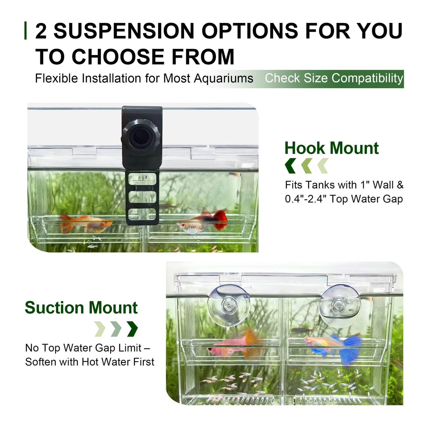 BaoZqua Aquarium Fish Breeder & Isolation Box, Transparent Hatching Incubator Tank with Suction Cups & Hook, Nursery for Livebearer Guppy Fry Breeding and Betta Fish, Shrimp Quarantine