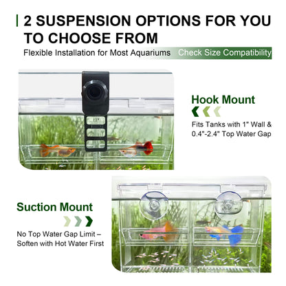 BaoZqua Aquarium Fish Breeder & Isolation Box, Transparent Hatching Incubator Tank with Suction Cups & Hook, Nursery for Livebearer Guppy Fry Breeding and Betta Fish, Shrimp Quarantine