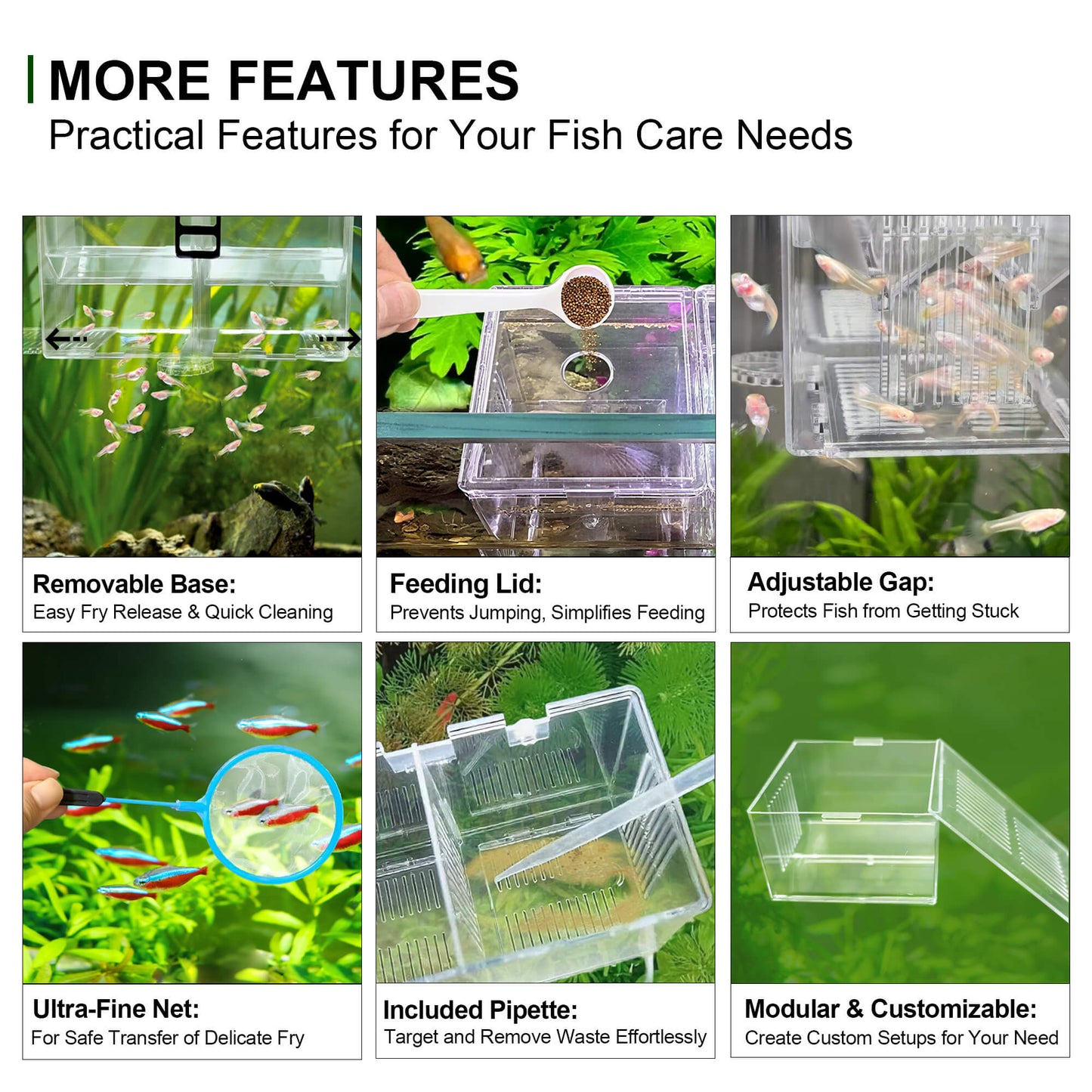 BaoZqua Aquarium Fish Breeder & Isolation Box, Transparent Hatching Incubator Tank with Suction Cups & Hook, Nursery for Livebearer Guppy Fry Breeding and Betta Fish, Shrimp Quarantine