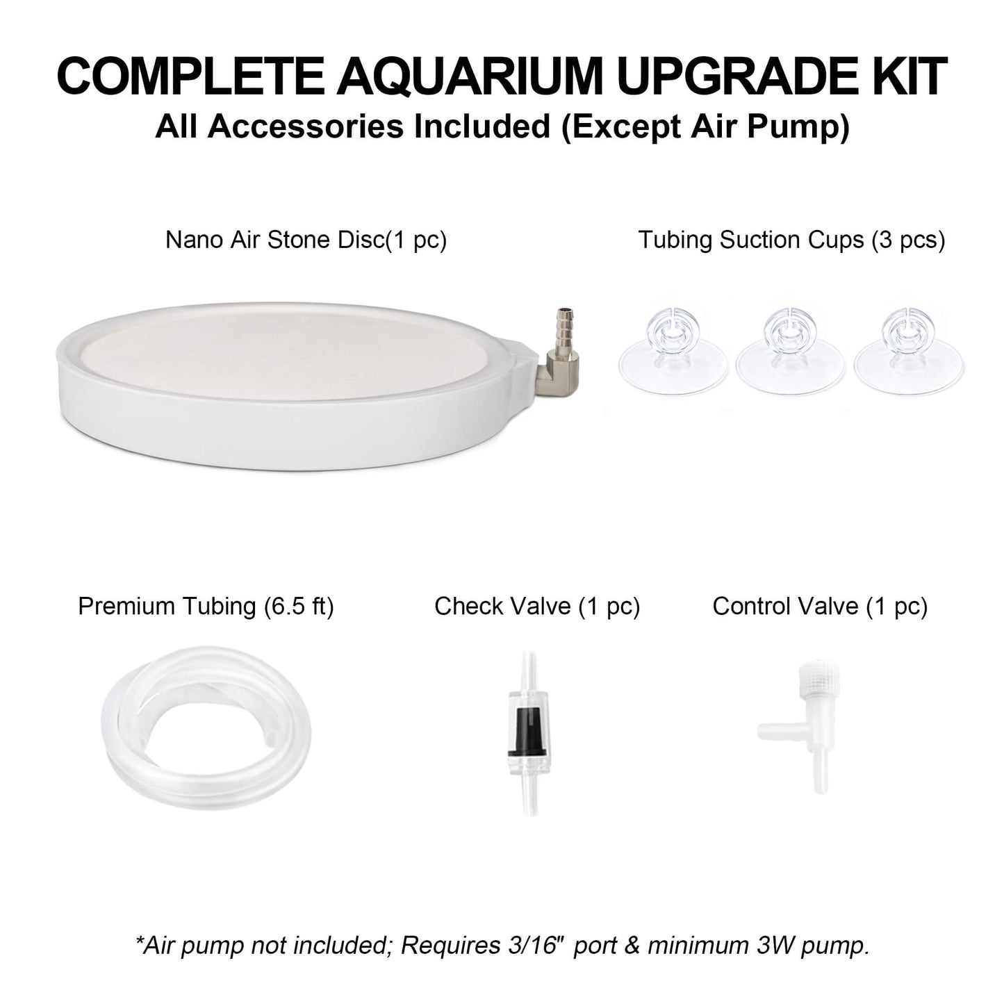 Air Stones for Aquariums, Aquarium Bubbler Fish Tank Oxygen Diffuser, Stainless Steel Nozzle Nano Atomization Disc for Freshwater Saltwater Hydroponics DWC Pond, 20-75 Gallon Tank