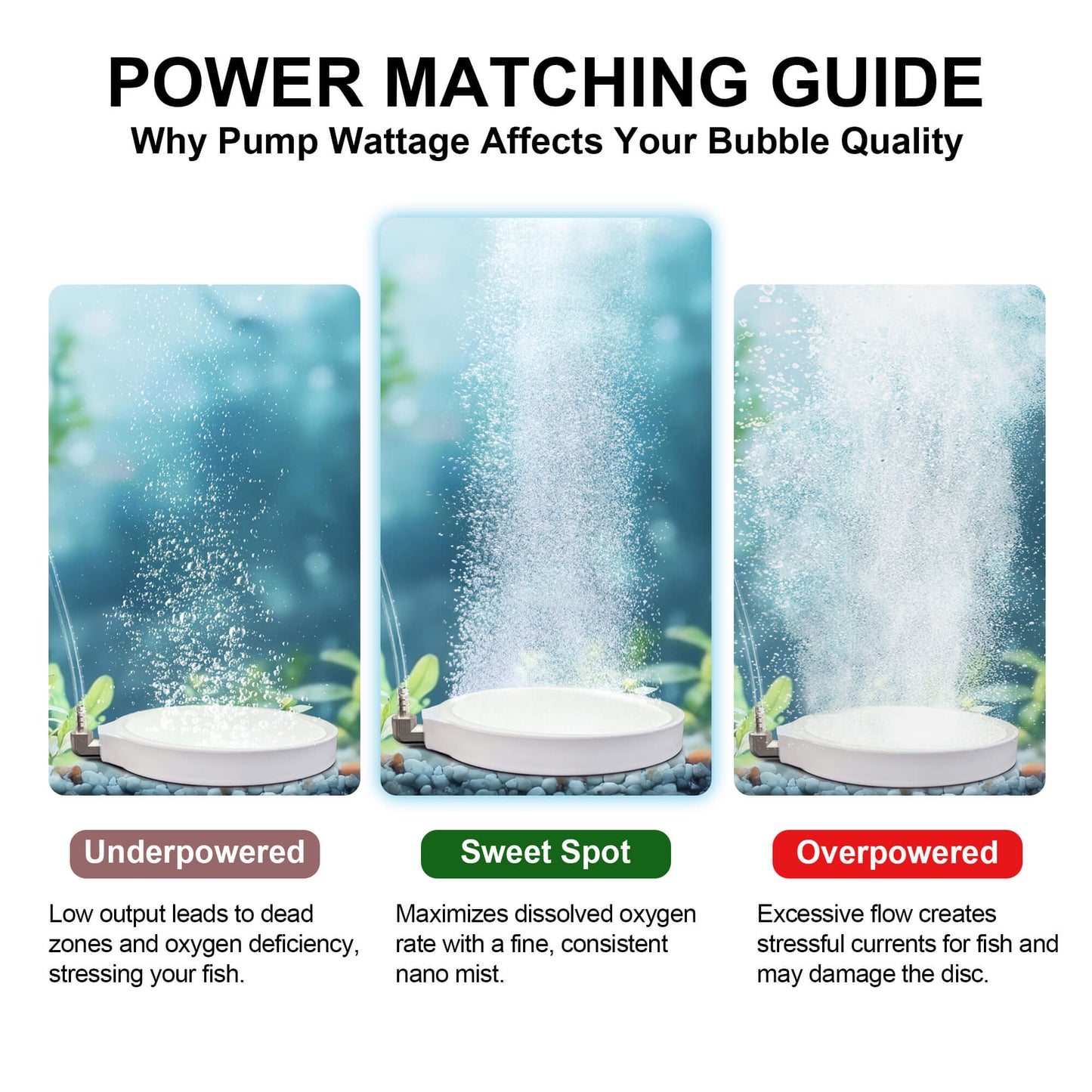 Air Stones for Aquariums, Aquarium Bubbler Fish Tank Oxygen Diffuser, Stainless Steel Nozzle Nano Atomization Disc for Freshwater Saltwater Hydroponics DWC Pond, 20-75 Gallon Tank