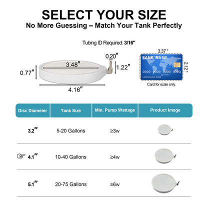 Air Stones for Aquariums, Aquarium Bubbler Fish Tank Oxygen Diffuser, Stainless Steel Nozzle Nano Atomization Disc for Freshwater Saltwater Hydroponics DWC Pond, 20-75 Gallon Tank