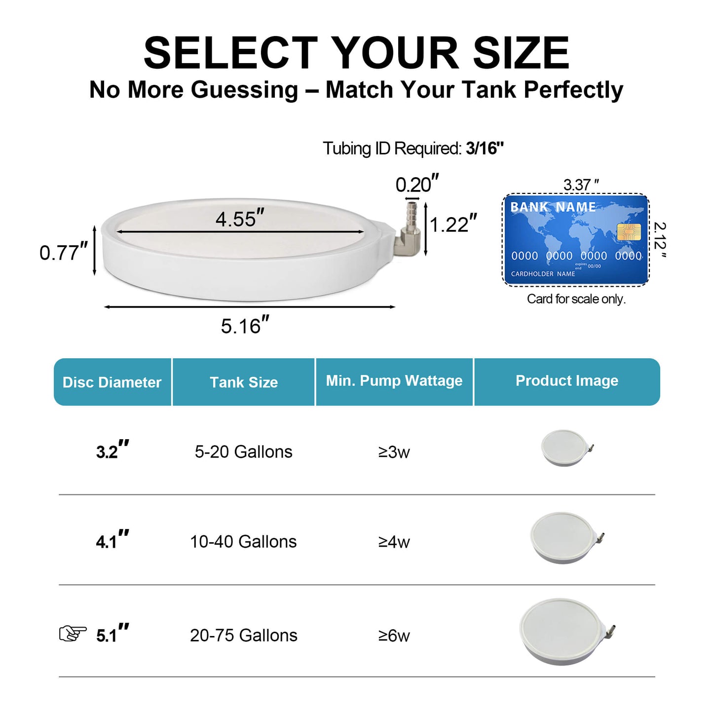 Air Stones for Aquariums, Aquarium Bubbler Fish Tank Oxygen Diffuser, Stainless Steel Nozzle Nano Atomization Disc for Freshwater Saltwater Hydroponics DWC Pond, 20-75 Gallon Tank