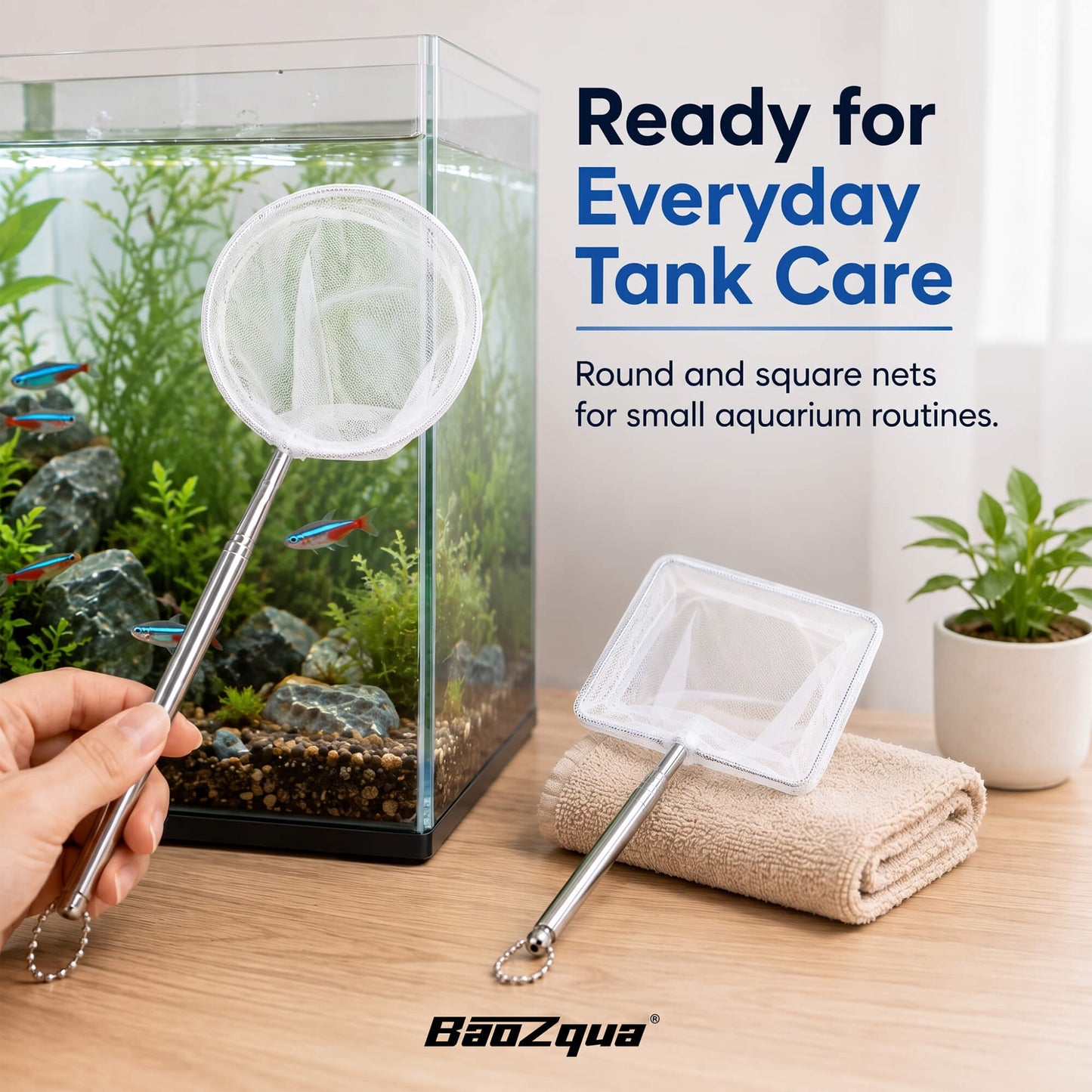 BaoZqua 2 Pack Small Aquarium Fish Net, Shrimp & Betta Net for Fish Tanks