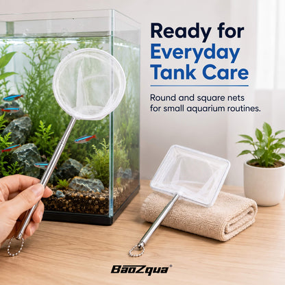 BaoZqua 2 Pack Small Aquarium Fish Net, Shrimp & Betta Net for Fish Tanks