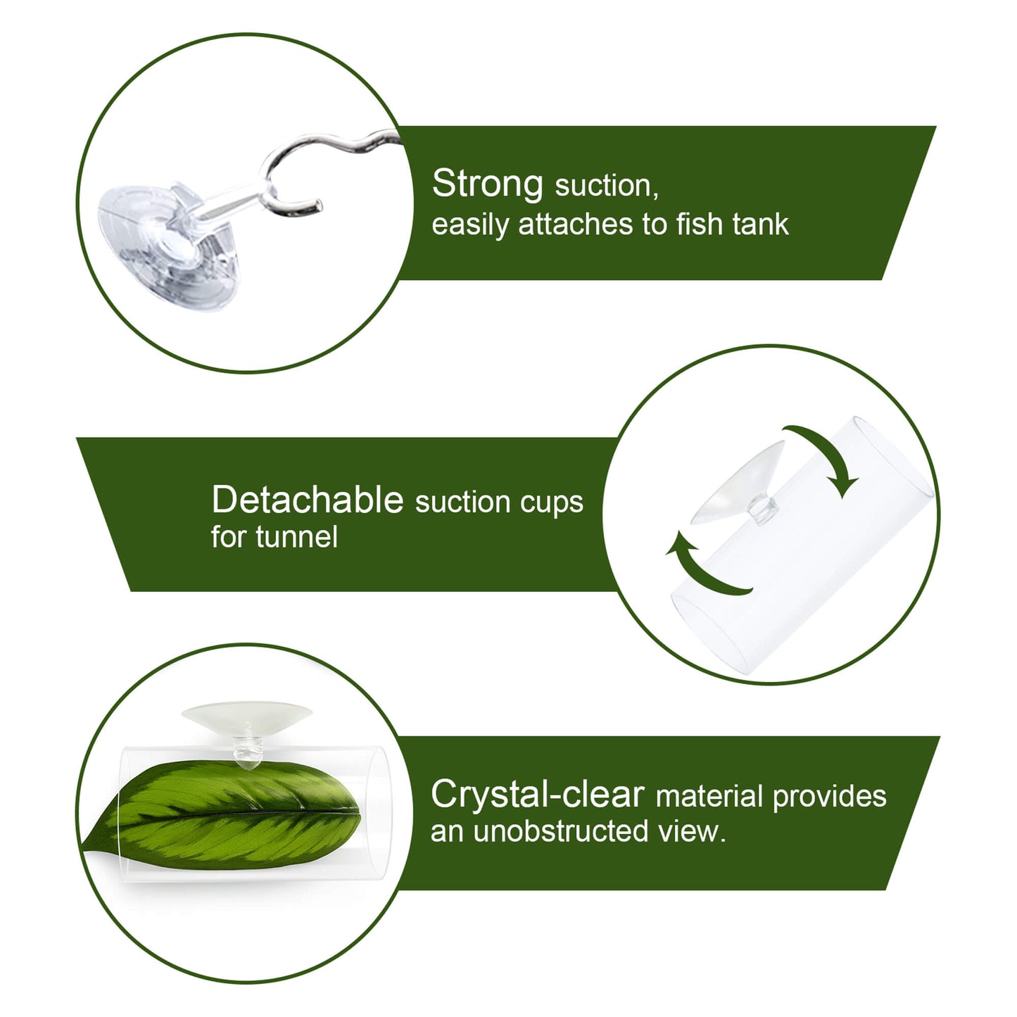 BaoZqua Acrylic Betta Hammock Tunnel, Betta Fish Tank Accessories & Aquarium Tunnel Decor, Fish Tank Hideout with Soft Faux Leaf Hammock, Beta Bed Resting Spot for Bettas