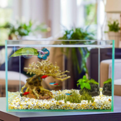 BaoZqua Acrylic Betta Hammock Tunnel, Betta Fish Tank Accessories & Aquarium Tunnel Decor, Fish Tank Hideout with Soft Faux Leaf Hammock, Beta Bed Resting Spot for Bettas