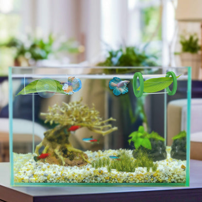 BaoZqua Betta Fish Hammock & Tunnel Hideout Bed Toy, Floating or Wall-Mounted Clear Acrylic Tube for Rest & Play, Betta Fish Tank Accessories with Suction Cup and Floating Ring for Aquarium Decoration