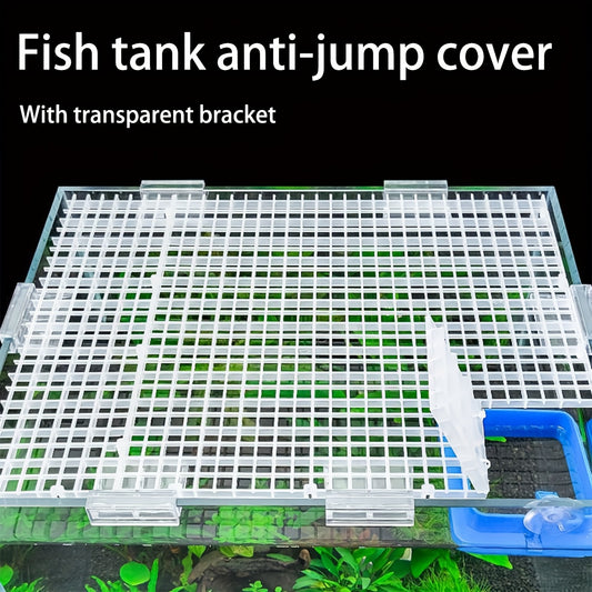 6/12 PCS Aquarium Fish Tank Top Cover Lid Divider Plastic Grid Panel Egg Crate Grate Bottom Isolation Filter Tray Separation Hoods with Acrylic Clear Holder
