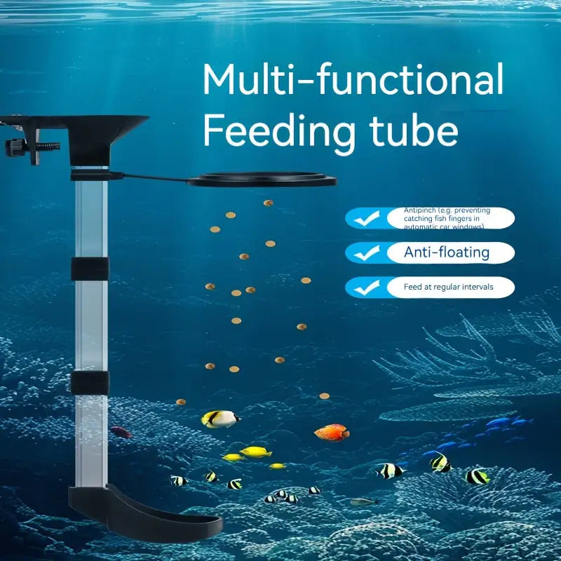 Aquarium Feeding Tube with Floating Feeding Ring for Fish Tank, Shrimp Feeding Tube and Dish Set, Can Be Clamped to the Tanktransparent with Black, Fish Shrimp Food Feeder