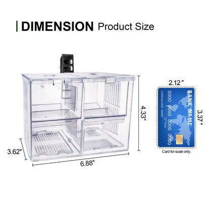 BaoZqua Aquarium Fish Breeder & Isolation Box, Transparent Hatching Incubator Tank with Suction Cups & Hook, Nursery for Livebearer Guppy Fry Breeding and Betta Fish, Shrimp Quarantine
