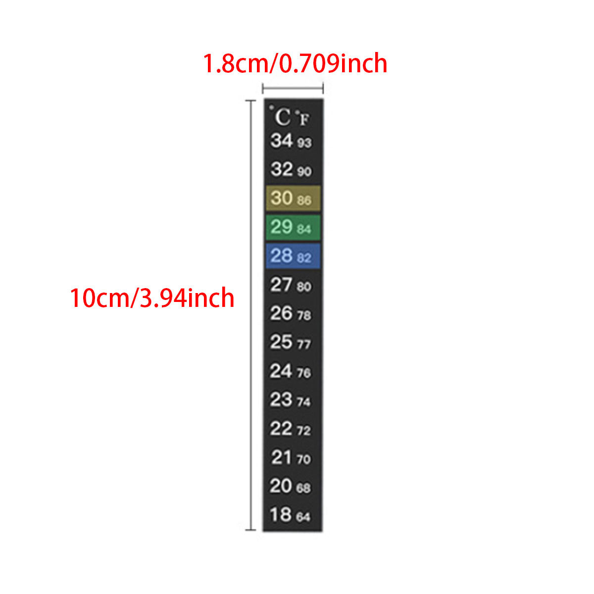 Thermometer Strip Adhesive Strip for Fish Tank, Digital Temperature Sticker for Aquarium, Liquid Crystal Sensor Thermometer