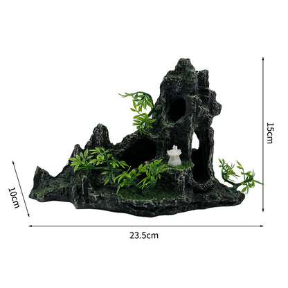 Aquarium Rockery Mountain Decor,Large Aquarium Ornament,Resin Large Rockery Ornaments, Large Shelter Hole for Fish and Shrimp, Artificial Rock Cave Landscape.