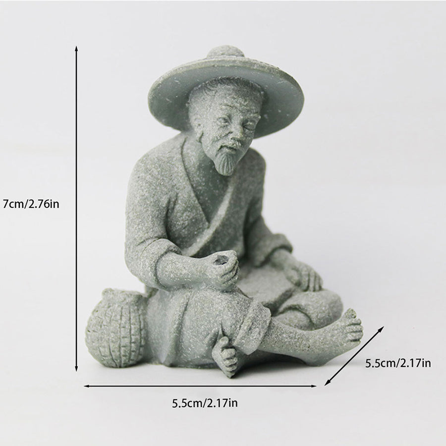 Aquarium Decorations Simulated Fisherman Statue, Fairy Garden Accessories for Micro Landscape Decoration, Zen Garden for Desk