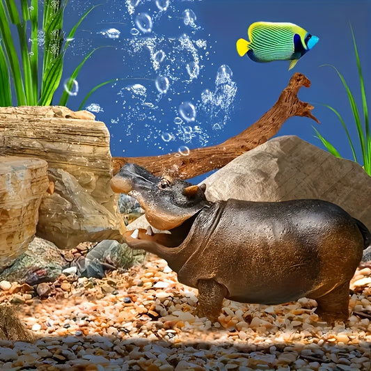 Aquarium Artificial Resin Hippo-Shaped Air Bubbler Decorations for Fish Tank, Aerated Bubble Stones, Aquatic Pet Supplies Home Accessories Decoration, Fish Tank Bubbler Decorations Aquarium Ornament Kit with Air Stone Pump, Pump not included