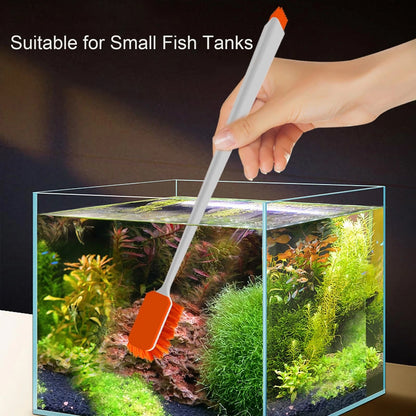 Aquarium Brush Multi-Tool Cleaning Brush with Orange Bristles, Cleaning Brush