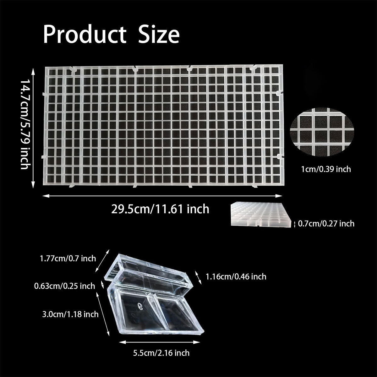 6/12 PCS Aquarium Fish Tank Top Cover Lid Divider Plastic Grid Panel Egg Crate Grate Bottom Isolation Filter Tray Separation Hoods with Acrylic Clear Holder