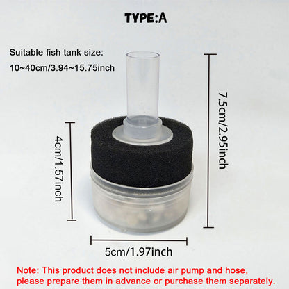 Aquarium Corner Sponge Filter,Bio Foam Filter with Natural Stone Gravels and Ceramic Rings for Fish Tank (Air Pump Not Included)