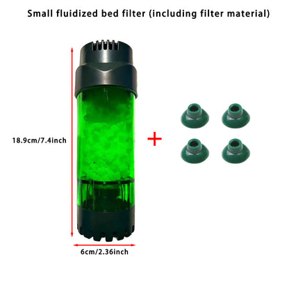 Aquarium Fluidized Bed Filter, Medium Submersible Sponge Filter with Air Stone, Ultra-Quiet Oxygenation, Air Pump Accessories, Suitable for Freshwater And Saltwater, Without Battery