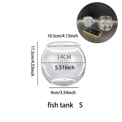Plastic Acrylic Round Transparent for Fish Tank, Not Easy to Broke, Living Room Desktop Office Aquarium Tank, Fish Turtle Ornamental Tank, 1-4Gallons