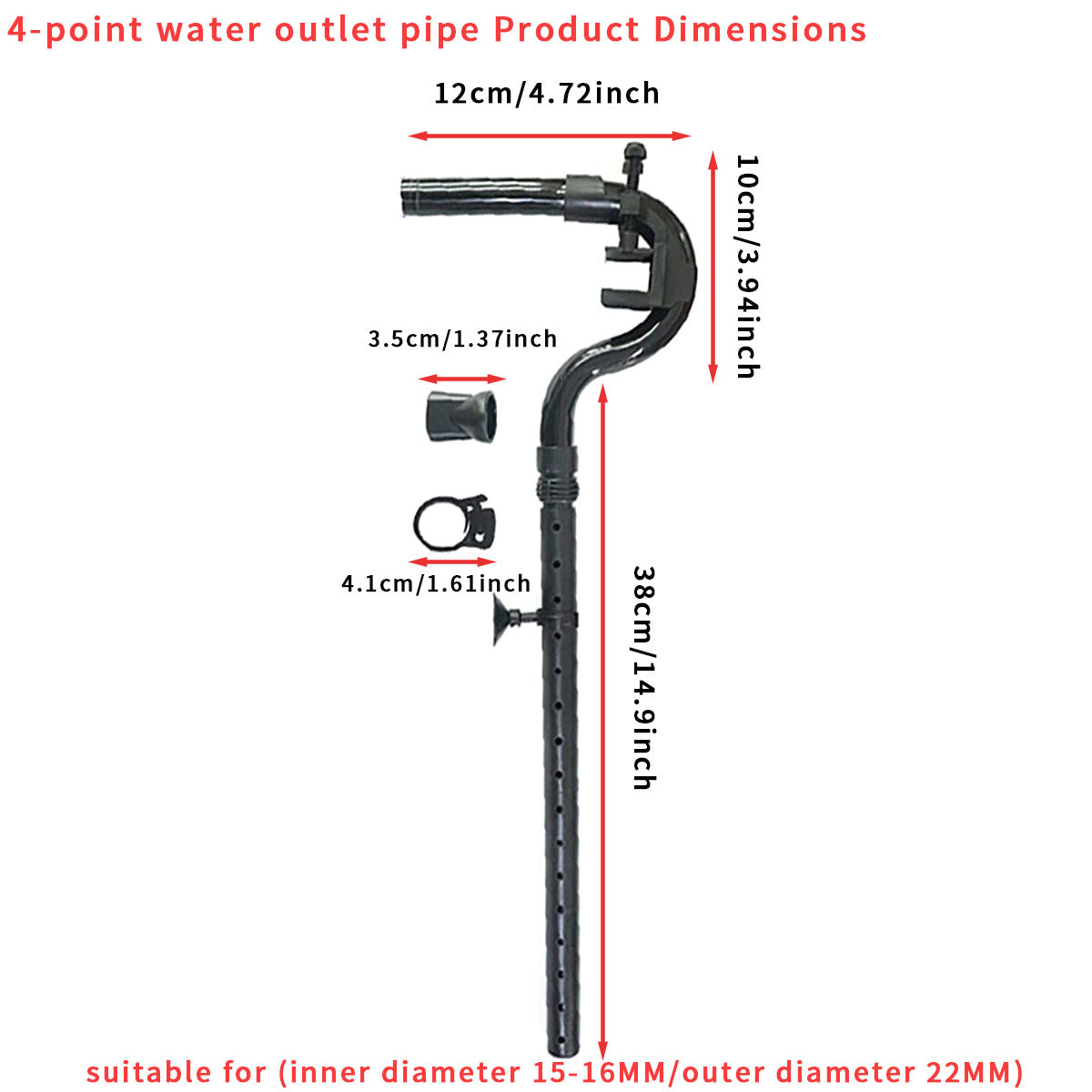 Aquarium Water Inlet Outlet Tube Kit, Fish Tank Plastic Water Pipe,  Aquarium Water Tubing Plastic Tube for 302/303B Filter, Inner Dia 16 MM Outer Dia 22MM