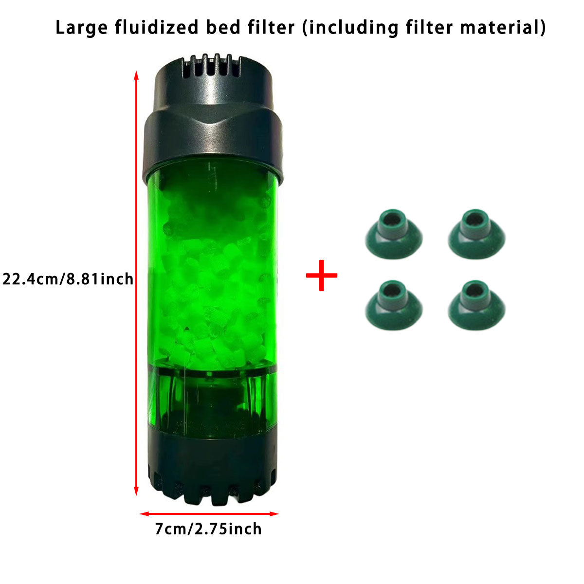 Aquarium Fluidized Bed Filter, Medium Submersible Sponge Filter with Air Stone, Ultra-Quiet Oxygenation, Air Pump Accessories, Suitable for Freshwater And Saltwater, Without Battery