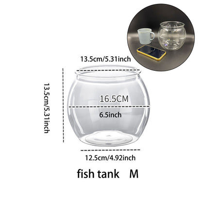 Plastic Acrylic Round Transparent for Fish Tank, Not Easy to Broke, Living Room Desktop Office Aquarium Tank, Fish Turtle Ornamental Tank, 1-4Gallons