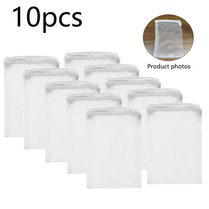 10 PCS Aquarium Filter Media Bags, Reusable Mesh Bags Aquarium Substrate, Aquarium Media Bag, Filter Media Bag, Aquarium Filter Media Bags with Zipper for Fish Tank Filter, Not Included Activated Carbon, Biospheres Ceramic Rings(5.9Inchesx7.8Inches)