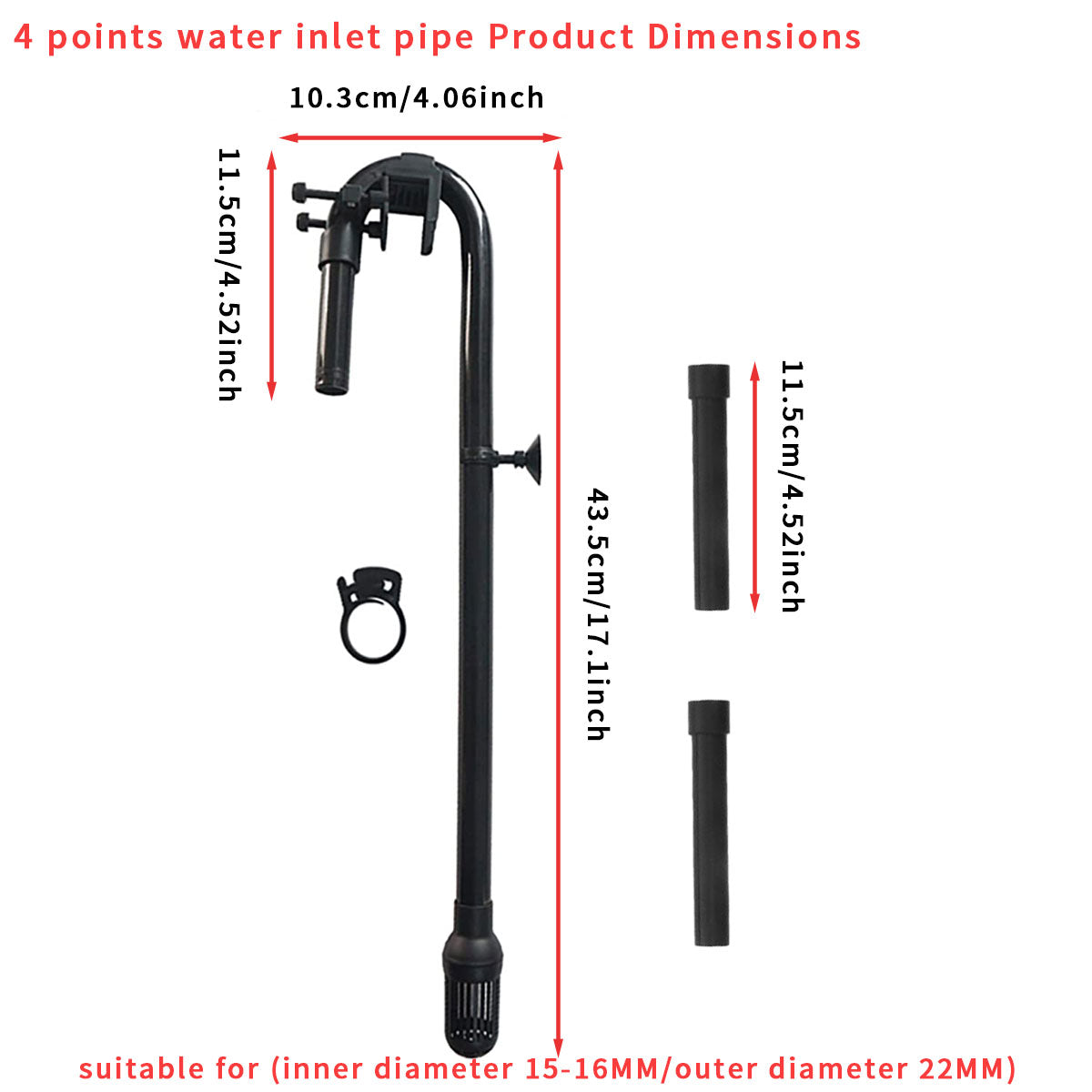 Aquarium Water Inlet Outlet Tube Kit, Fish Tank Plastic Water Pipe,  Aquarium Water Tubing Plastic Tube for 302/303B Filter, Inner Dia 16 MM Outer Dia 22MM