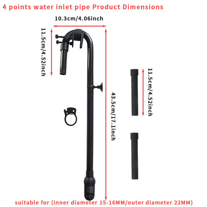 Aquarium Water Inlet Outlet Tube Kit, Fish Tank Plastic Water Pipe,  Aquarium Water Tubing Plastic Tube for 302/303B Filter, Inner Dia 16 MM Outer Dia 22MM