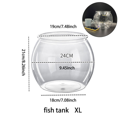 Plastic Acrylic Round Transparent for Fish Tank, Not Easy to Broke, Living Room Desktop Office Aquarium Tank, Fish Turtle Ornamental Tank, 1-4Gallons