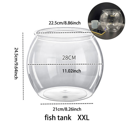 Plastic Acrylic Round Transparent for Fish Tank, Not Easy to Broke, Living Room Desktop Office Aquarium Tank, Fish Turtle Ornamental Tank, 1-4Gallons
