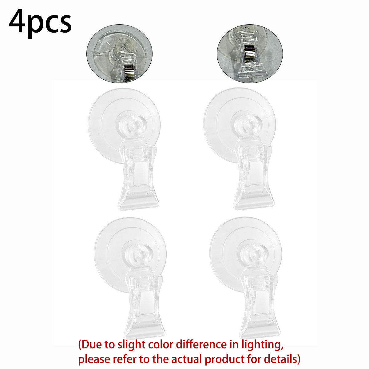 4PCS Transparent Adjustable Suction Cup Clips, Transparent Fishes Veggie Seaweed Plant Suction Cup Clip, Feeding Tool Feed Holder Aquarium Accessories for Fish Tank, Fish Feeder Clips for Marine Aquarium