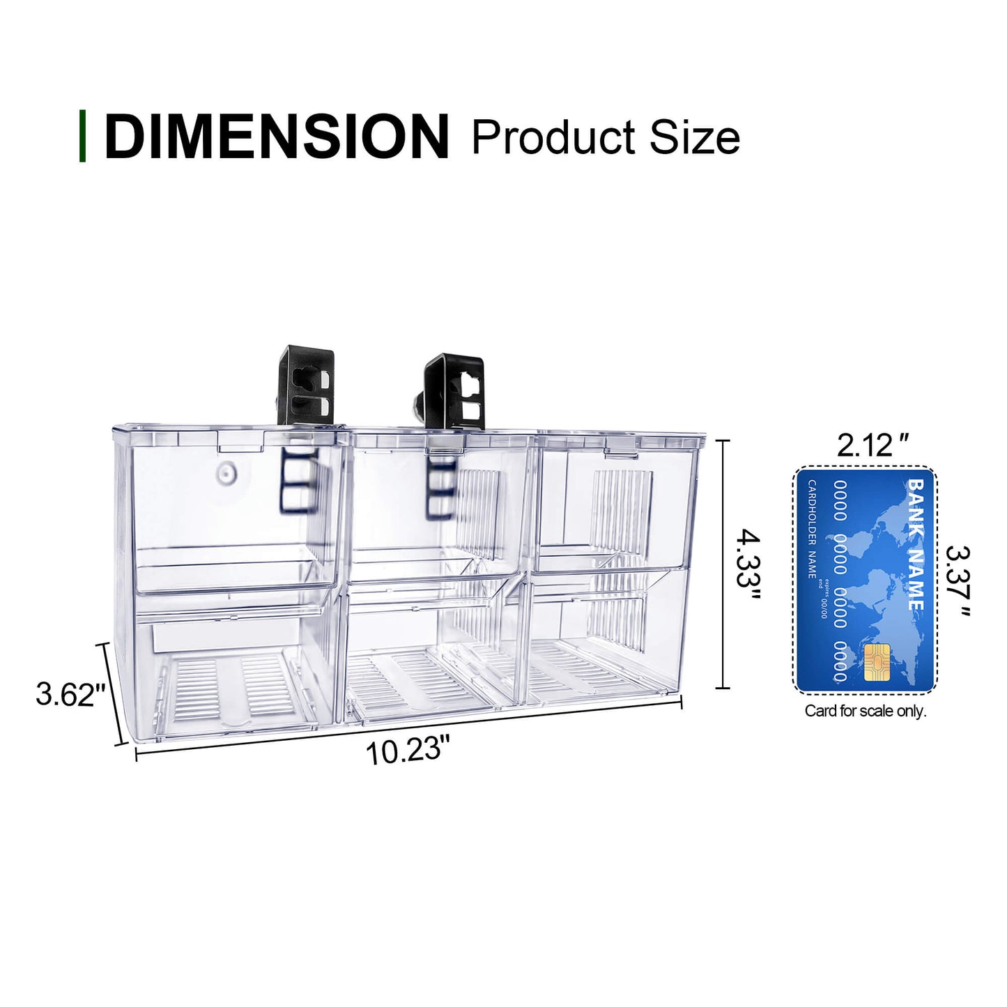 BaoZqua Aquarium Fish Breeder & Isolation Box, Transparent Hatching Incubator Tank with Suction Cups & Hook, Nursery for Livebearer Guppy Fry Breeding and Betta Fish, Shrimp Quarantine