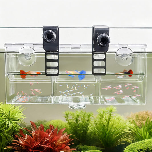 BaoZqua Aquarium Fish Breeder & Isolation Box, Transparent Hatching Incubator Tank with Suction Cups & Hook, Nursery for Livebearer Guppy Fry Breeding and Betta Fish, Shrimp Quarantine